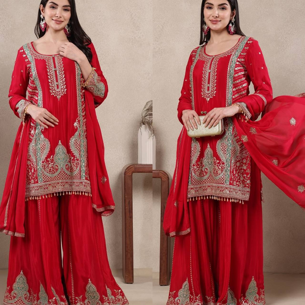 The Sovereign Crimson Sharara Set